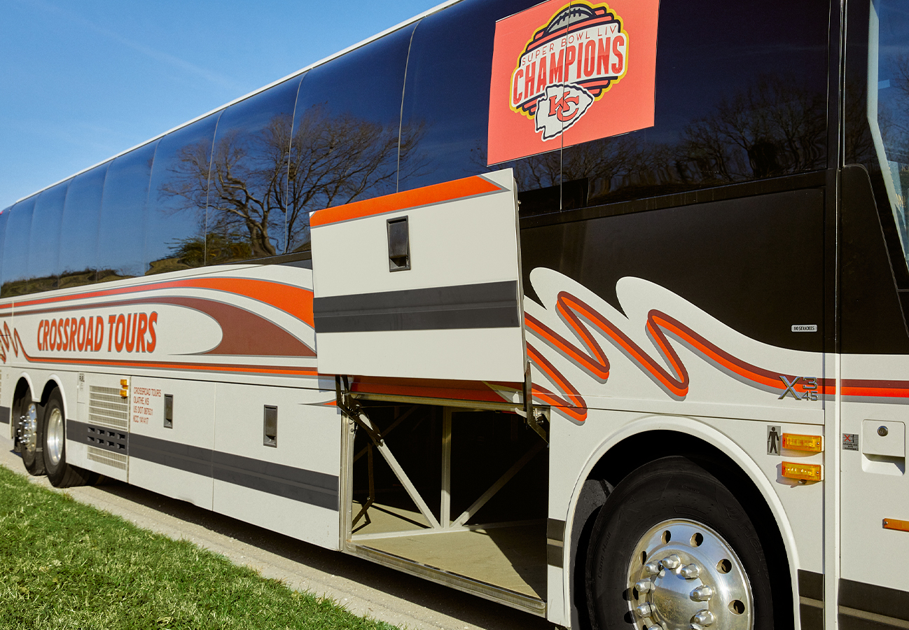 Passenger motorcoach charter bus cargo storage