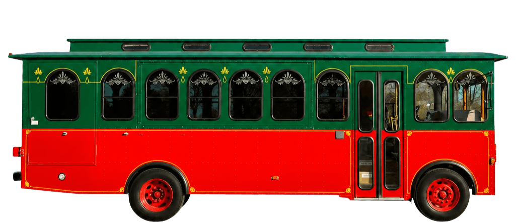 Authentic green and red vintage trolley